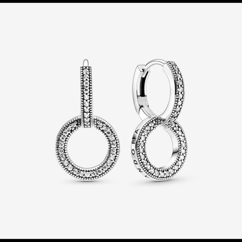Pandora Sparkling Double Hoop Earrings